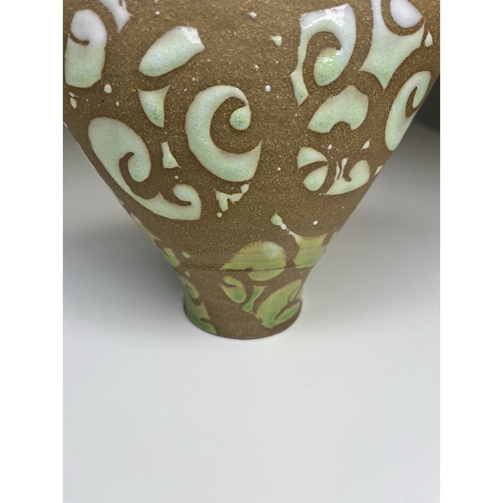 Liz Kinder Pinch Vase Philly Post Modern Abstract Studio Art Pottery Swirl Green - Picture 3 of 8